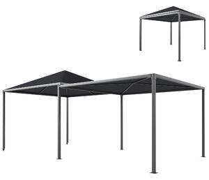 Outsunny Pavilion de Grădină Extensibil Până cu 2 Roți cu Frână, 560x295x275 cm, Gri Închis | Aosom Romania