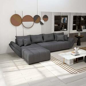 Colțar extensibil dumonde cu ladă de depozitare si sezut confortabil din spuma high-density, Berlin XL Enjoy Graphite 350x185 cm