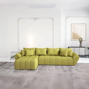 Colțar extensibil dumonde cu ladă de depozitare si sezut confortabil din spuma high-density, Berlin XL Enjoy Green 350x185 cm