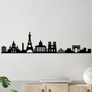 Paris Skyline Decor metalic de perete 120x29 Negru