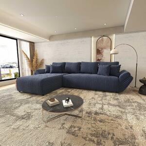 Colțar extensibil dumonde cu ladă de depozitare si sezut confortabil din spuma high-density, Berlin XL Tilia Albastru 350x185 cm