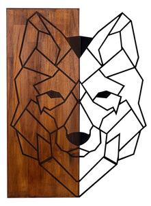 Wolf1 Decor de perete din lemn 46x58 Nuc-Negru