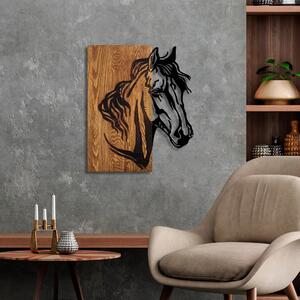 Horse 1 Decor de perete din lemn 48x57 Nuc-Negru