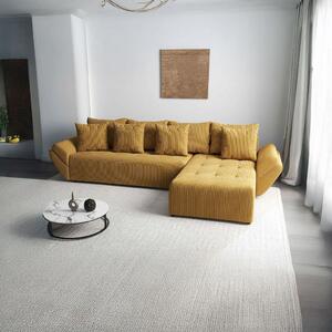 Colțar extensibil dumonde cu ladă de depozitare si sezut confortabil din spuma high-density, Berlin XL Zoom Mustar 350x185 cm II