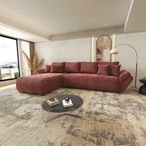 Colțar extensibil dumonde cu ladă de depozitare si sezut confortabil din spuma high-density, Berlin XL Vibe Rosu 350x185 cm