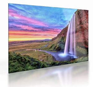 Tablou pe sticlă - Cascada Seljalandsfoss (70x50 cm)
