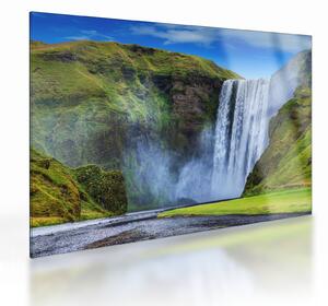 Tablou pe sticlă - Cascada Seljalandsfoss (70x50 cm)