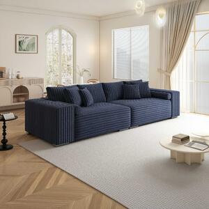 Canapea extensibilă dumonde cu ladă de depozitare si sezut confortabil din spuma high-density, Marbela XXL Tilia Albastru 295x120 cm