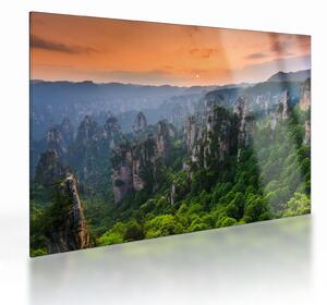 Tablou pe sticlă - Parcul forestier național Zhangjiajie (70x50 cm)