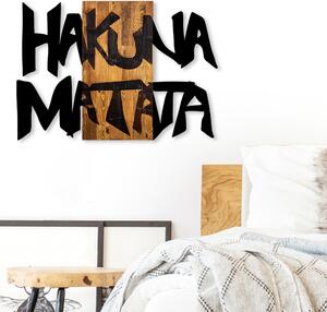 Hakuna Matata 5 Decor de perete din lemn 77x3x58 negru-Walnut