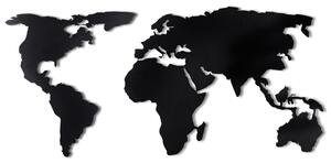 World Map Silhouette Decor metalic de perete 120x60 Negru