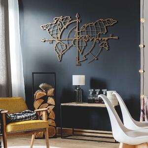 Decoratiuni perete World Map Compass, metal, auriu, 65x95 cm