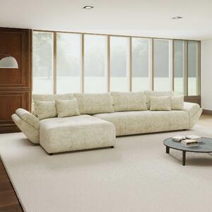 Colțar extensibil dumonde cu ladă de depozitare si sezut confortabil din spuma high-density, Berlin XL Cremona Alb 350x185 cm