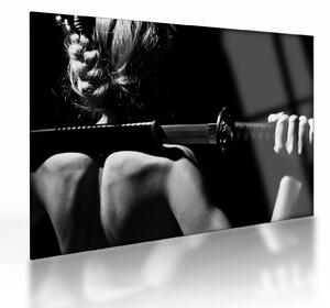 Tablou pe sticlă - Femeie cu o sabie (70x50 cm)