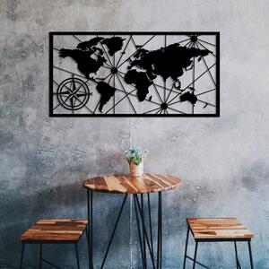 World Map Medium 2 Decor metalic de perete 100x50 Negru