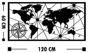 World Map Large 2 Decor metalic de perete 120x60 Negru