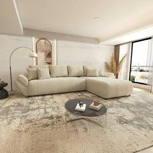 Colțar extensibil dumonde cu ladă de depozitare si sezut confortabil din spuma high-density, Berlin XL Tilia Bej 08 II 350x185 cm