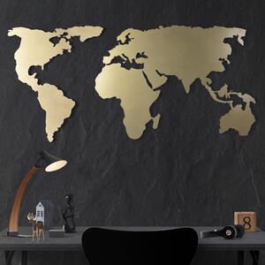 Decoratiuni perete World Map Silhouette, metal, auriu, 60x120 cm