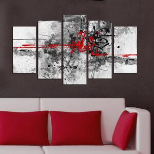 Set 5 tablouri decorative de perete abstracte 5PMDF-18, rosu/gri, mdf