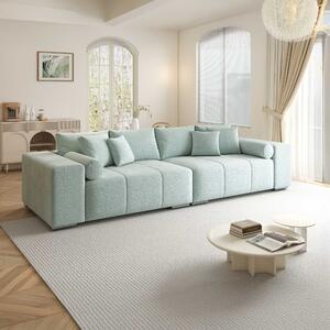 Canapea extensibilă dumonde cu ladă de depozitare si sezut confortabil din spuma high-density, Marbela XXL Jaguar Verde Mint 295x120 cm