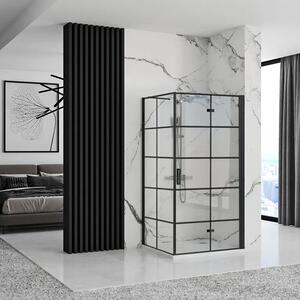 Rea Molier Black, cabină de duș cu ușă rabatabilă 100 (uşă) x 90 (perete), sticlă transparentă de 6 mm, profil negru, KPL-K6963