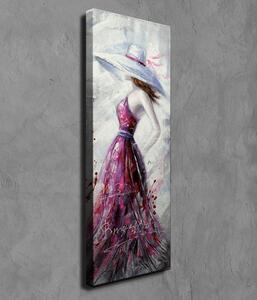 Tablou PC110, lemn/panza, cadru feminin, multicolor, 30x80 cm