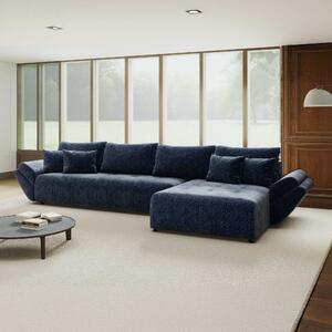 Colțar extensibil dumonde cu ladă de depozitare si sezut confortabil din spuma high-density, Berlin XL Cremona Albastru 79 II 350x185 cm