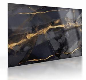 Tablou pe sticlă - Negru - decor auriu (70x50 cm)