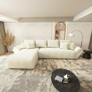 Colțar extensibil dumonde cu ladă de depozitare si sezut confortabil din spuma high-density, Berlin XL Jaguar Ivory 350x185 cm