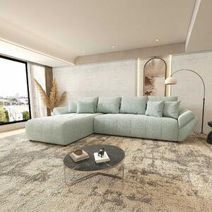 Colțar extensibil dumonde cu ladă de depozitare si sezut confortabil din spuma high-density, Berlin XL Jaguar Verde Mint 350x185 cm