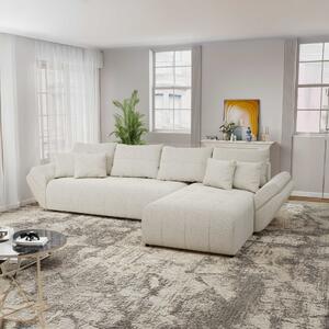 Colțar extensibil dumonde cu ladă de depozitare si sezut confortabil din spuma high-density, Berlin XL Monte Bej 03 II 350x185 cm