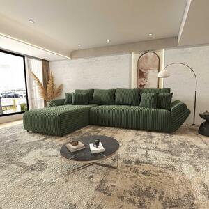 Colțar extensibil dumonde cu ladă de depozitare si sezut confortabil din spuma high-density, Berlin XL Tilia Verde 350x185 cm