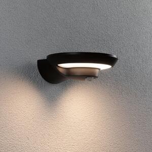 Paulmann LED lampă de perete solară pentru exterior Bordola, senzor, antracit, Negru, Plastic, Modern, Perete rotund