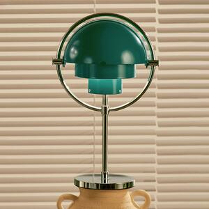 GUBI Gubi Lampa de masă cu baterie Multi-Lite, crom/albastru-verde, H 30 cm, reglabil, Metalic, Camera de zi / sufragerie, Metal, Design