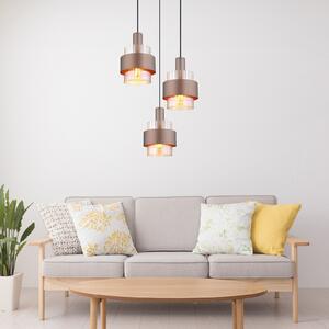 Globo Lampă suspendată Milley, Ø 45 cm, bronz, 3 becuri, metal, reglabil, Bronz / Alamă Veche, Camera de zi / sufragerie, Metal, Modern