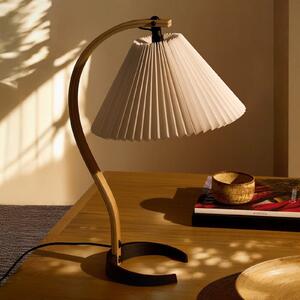 GUBI Gubi Lampă de masă Timberline, lemn/alb, pânză, H 50 cm, Alb, Camera de zi / sufragerie, Țesătură / Textil, Design