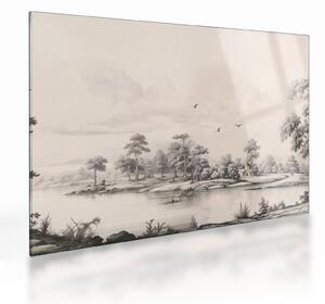 Tablou pe sticlă - Vintage peisaj desen peisaj (70x50 cm)