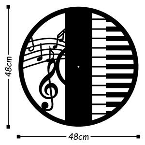 Ceas de perete 29, metal, negru, note muzicale, 48x48 cm
