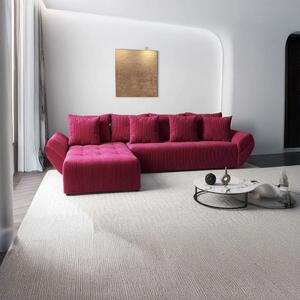Colțar extensibil dumonde cu ladă de depozitare si sezut confortabil din spuma high-density, Berlin XL Zoom Red 350x185 cm