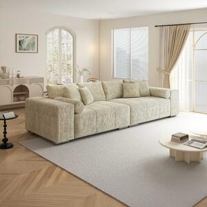 Canapea extensibilă dumonde cu ladă de depozitare si sezut confortabil din spuma high-density, Marbela XXL Cremona Gri Deschis 295x120 cm