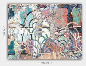 Tablou decorativ de perete abstract 441HPE2666, panza/lemn, multicolor