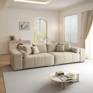 Canapea extensibilă dumonde cu ladă de depozitare si sezut confortabil din spuma high-density, Marbela XXL Jaguar Bej 295x120 cm