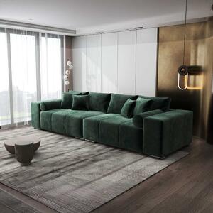 Canapea extensibilă dumonde cu ladă de depozitare si sezut confortabil din spuma high-density, Marbela XXL Monolith Verde 295x120 cm
