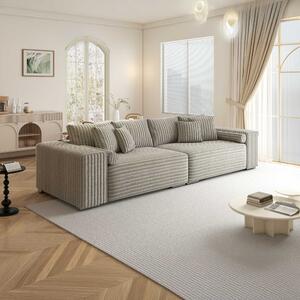 Canapea extensibilă dumonde cu ladă de depozitare si sezut confortabil din spuma high-density, Marbela XXL Tilia Gri- Bej 295x120 cm