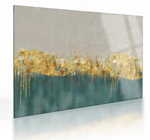Tablou pe sticlă - Textura cu decor auriu (70x50 cm)