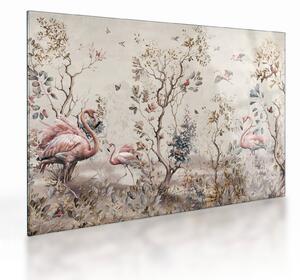 Tablou pe sticlă - Desen de flamingo (70x50 cm)