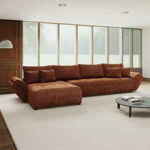 Colțar extensibil dumonde cu ladă de depozitare si sezut confortabil din spuma high-density, Berlin XL Cremona Teracota 350x185 cm