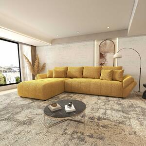 Colțar extensibil dumonde cu ladă de depozitare si sezut confortabil din spuma high-density, Berlin XL Jaguar Galben Mustar 350x185 cm
