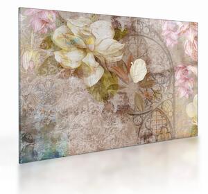 Tablou pe sticlă - Ornament de flori (70x50 cm)