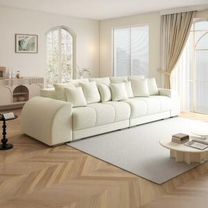 Canapea extensibilă dumonde cu 2 lăzi de depozitare si sezut confortabil din spuma high-density, Verona Jaguar Ivory 310x120 cm